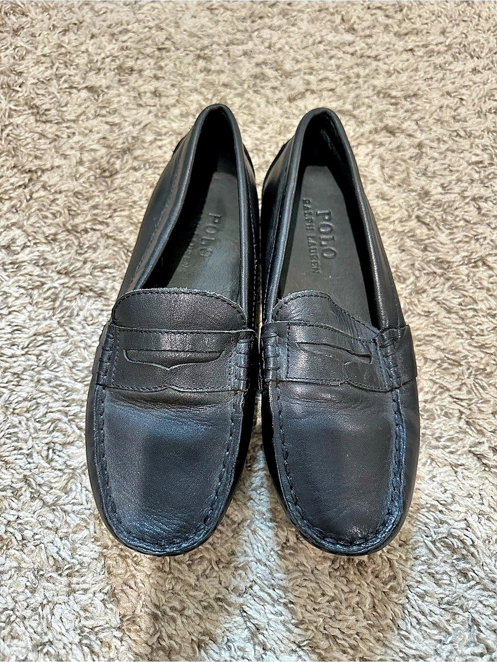 Polo Ralph Lauren Telly Leather Penny Loafers Boys 4 Women 6